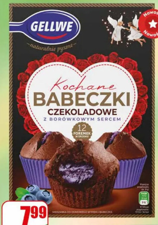 Kochane babeczki czekoladowe z borówkowym sercem Gellwe