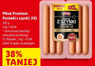Pikok Premium Parówki z szynki, XXL