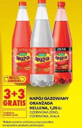 Napój gazowany oranżada Hellena, 1,25 l: czerwona zero, czerwona, biała