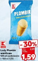 K-Classic Plombir waniliowe lody 120 ml opakowanie