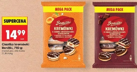 Bonitki Kremówki ciastka kremówki o smaku czekoladowo-wiśniowym, morelowym