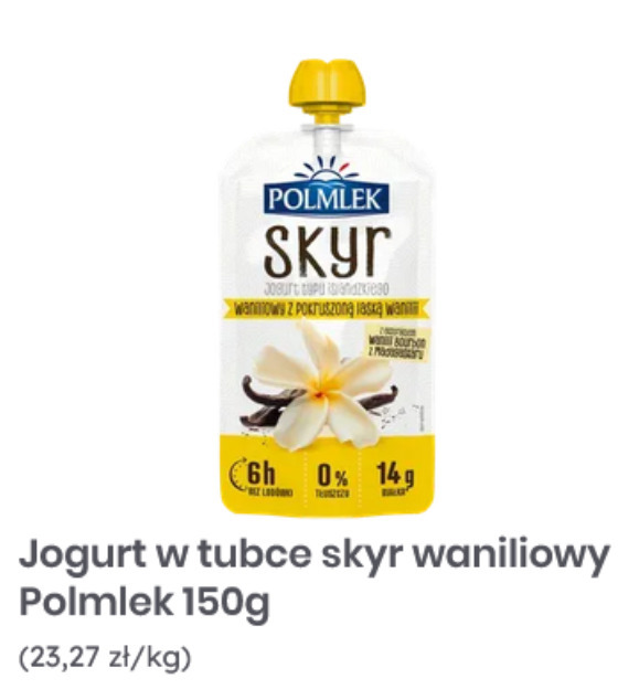 Jogurt w tubce skyr waniliowy Polmlek