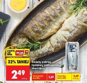 Świeży pstrąg tęczowy patroszony Marinero