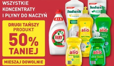 Wszystkie koncentraty i płyny do naczyń drugi tańszy 50% taniej