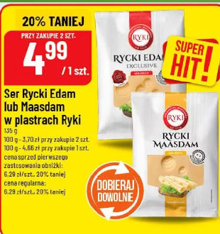 Ser Rycki Edam lub Maasdam w plastrach Ryki
