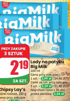 Lody na patyku Big Milk Algida