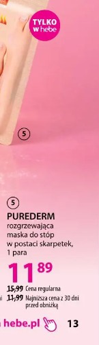 PUREDERM rozgrzewająca maska do stóp w postaci skarpetek