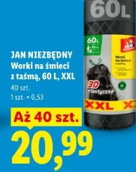 Jan Niezbędny Worki na śmieci z taśmą, 60 l, XXL