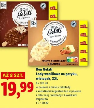 Bon Gelati Lody waniliowe na patyku, wielopak, XXL