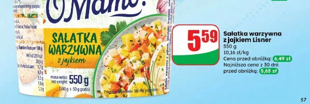 Sałatka warzywna z jajkiem Lisner