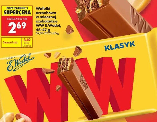 Wafelki orzechowe w mlecznej czekoladzie WW E.Wedel