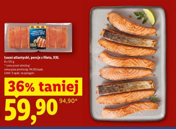 Łosoś atlantycki, porcje z fileta, XXL