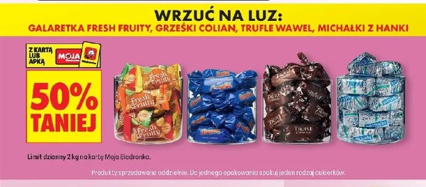 Galaretka Fresh Fruity, Grześki Colian, Trufle Wawel, Michałki z Hanki