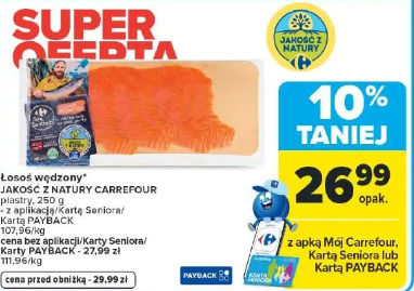 Łosoś wędzony JAKOŚĆ Z NATURY CARREFOUR plastry
