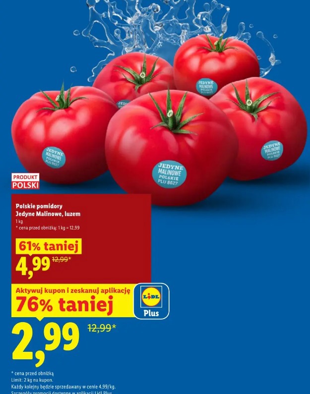 Polskie pomidory Jedyne Malinowe Lidl Plus