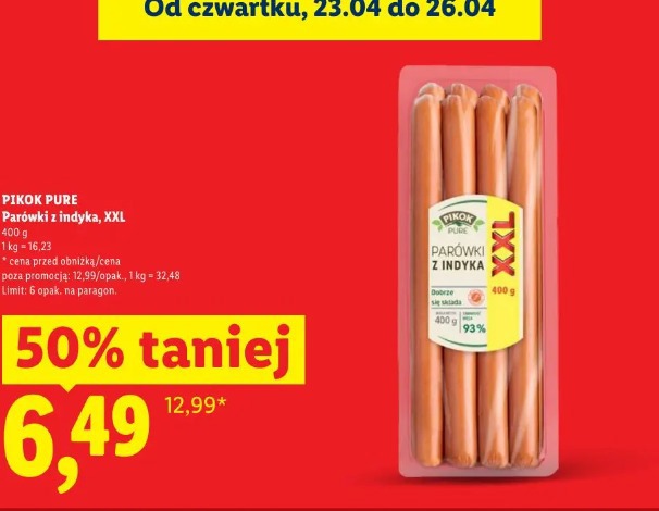 Pikok Pure Parówki z indyka XXL