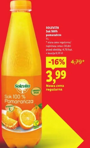 Solevita sok 100% pomarańcza