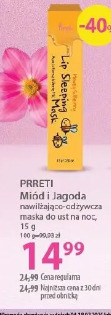 Prreti Miód i Jagoda nawilżająco-odżywcza maska do ust na noc