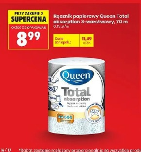 Ręcznik papierowy Queen Total absorption 3-warstwowy, 70 m