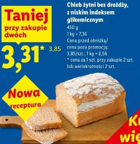 Chleb żytni bez drożdży, z niskim indeksem glikemicznym