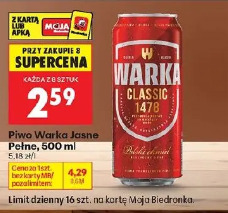 Piwo Warka Jasne Pełne