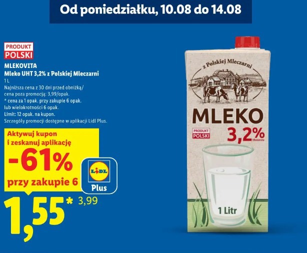 Mlekovita Mleko UHT 3,2% z Polskiej Mleczarni