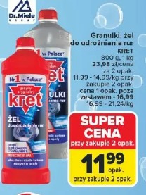 Granulki, żel do udrożniania rur KRET