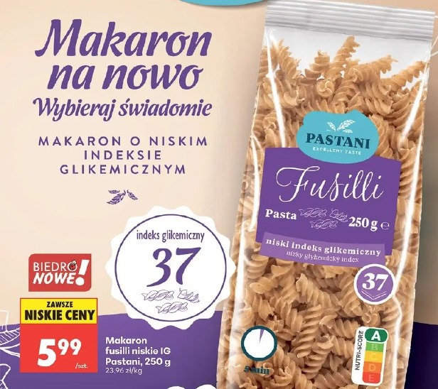 Makaron fusilli niskie IG Pastani