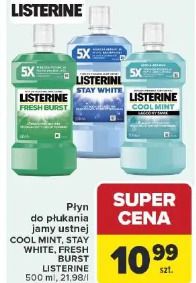 Płyn do płukania jamy ustnej Cool Mint, Stay White, Fresh Burst Listerine