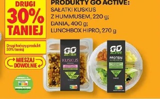 Produkty Go Active: sałatki kuskus z hummusem, dania, lunchbox Hipro