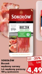 Boczek wędzony surowy lub wędzony parzony Sokołów