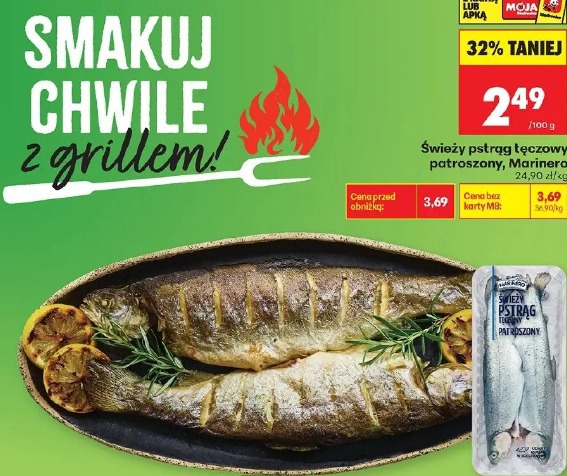 Świeży pstrąg tęczowy patroszony Marinero