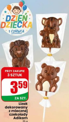 Lizak dekorowany z mlecznej czekolady Adikam