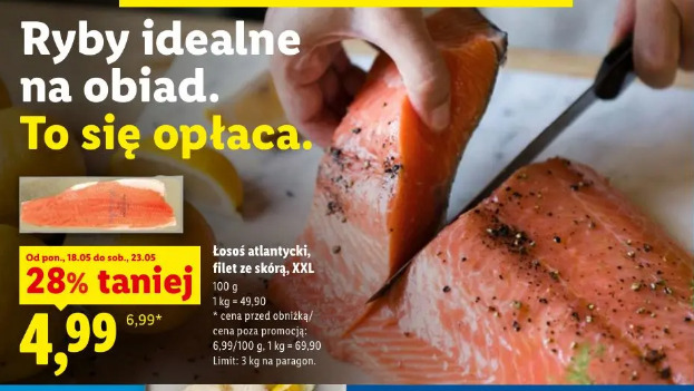 Łosoś atlantycki, filet ze skórą, XXL