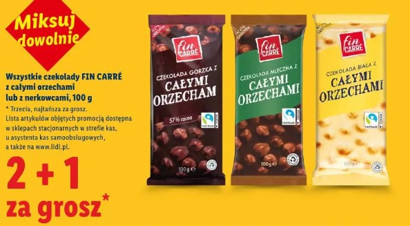 Fin Carre Czekolady z całymi orzechami lub z nerkowcami