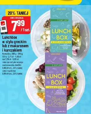 Lunchbox w stylu greckim lub z makaronem i kurczakiem