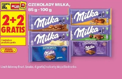 Czekolady Milka 2+2 gratis