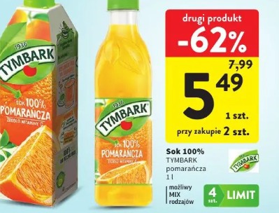 Sok 100% Tymbark pomarańcza