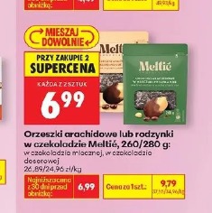Orzeszki arachidowe lub rodzynki w czekoladzie Meltii