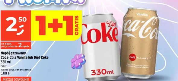 Napój gazowany Coca-Cola Vanilla lub Diet Coke