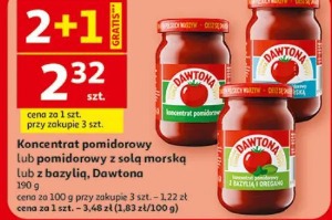 Koncentrat pomidorowy lub pomidorowy z solą morską lub z bazylią Dawtona