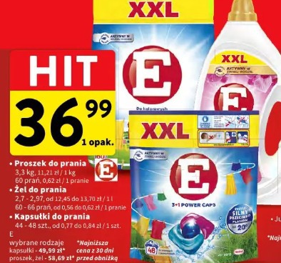 Proszek do prania E, Żel do prania E, Kapsułki do prania E wybrane rodzaje