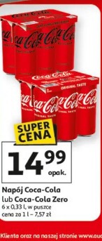 Napój Coca-Cola lub Coca-Cola Zero