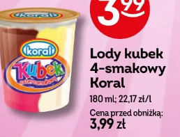 Lody kubek 4-smakowy Koral