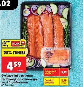 Świeży filet z pstrąga tęczowego łososiowego ze skórą Marinero