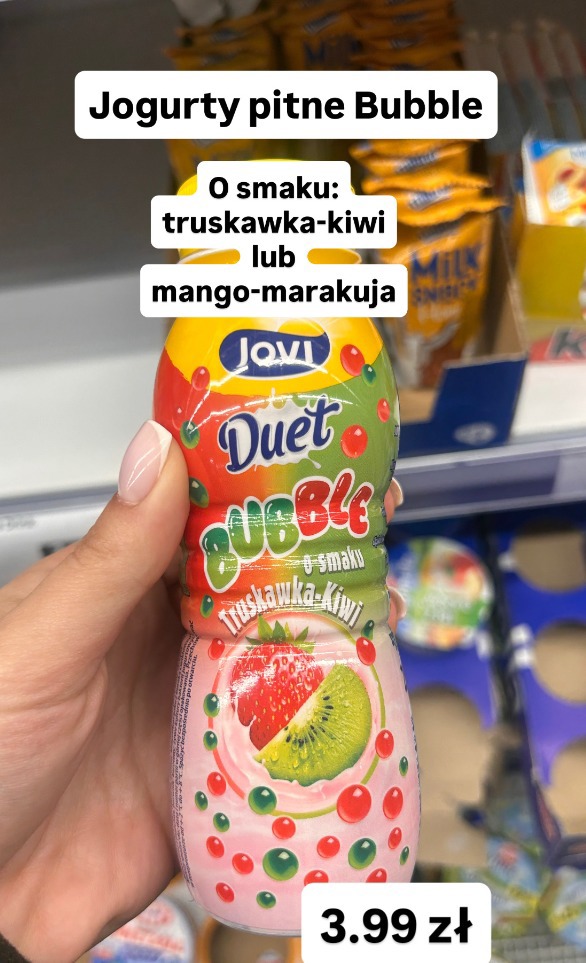 Jovi Duet Bubble jogurt pitny truskawka-kiwi lub mango-marakuja