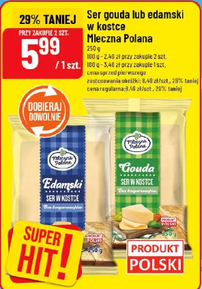 Ser gouda lub edamski w kostce Mleczna Polana