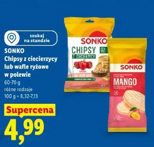 Sonko Chipsy z ciecierzycy lub wafle ryżowe w polewie