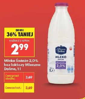 Mleko świeże 2,0% bez laktozy Mleczna Dolina