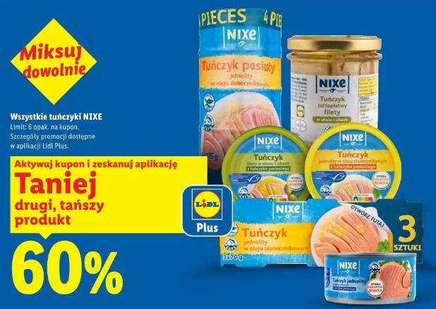Wszystkie tuńczyki NIXE drugi tańszy 60% taniej
